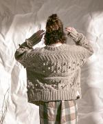 ロービングウール編み地ミックス　2wayカーディガン