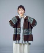 ミックスヤーンジャガード　カーディガン