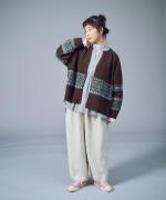 ミックスヤーンジャガード　カーディガン