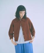 ランダムリブニット　ビッグカラーカーディガン