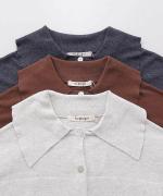 ランダムリブニット　ビッグカラーカーディガン