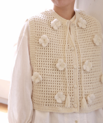 ロービングウールフラワーモチーフ　2wayベスト