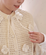 ロービングウールフラワーモチーフ　2wayベスト