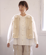 ロービングウールフラワーモチーフ　2wayベスト