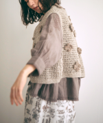 ロービングウールフラワーモチーフ　2wayベスト