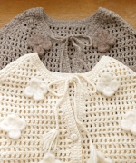 ロービングウールフラワーモチーフ　2wayベスト