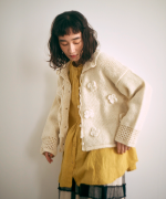 ロービングウールフラワーモチーフ　カーディガン