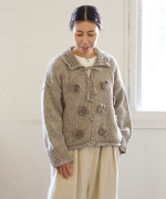 ロービングウールフラワーモチーフ　カーディガン