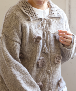 ロービングウールフラワーモチーフ　カーディガン