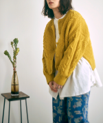 ロービングウールケーブルニット　カーディガン