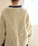 ロービングウールケーブルニット　カーディガン