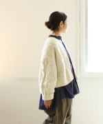 ロービングウールケーブルニット　カーディガン