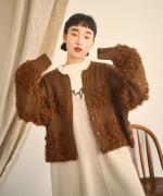 ウールアンゴラ×フリンジ　カーディガン