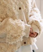 ウールアンゴラ×フリンジ　カーディガン