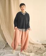 ハンド刺繍ラムナイロン　セーラーカラープルオーバー