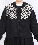 ハンド刺繍ラムナイロン　カーディガン