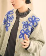 ハンド刺繍ラムナイロン　カーディガン