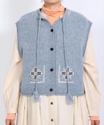 シェットランドウール×ロービング刺繍　2wayベスト