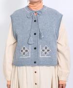 シェットランドウール×ロービング刺繍　2wayベスト
