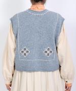 シェットランドウール×ロービング刺繍　2wayベスト