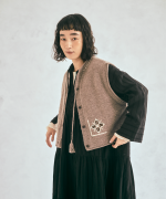 シェットランドウール×ロービング刺繍　2wayベスト