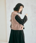 シェットランドウール×ロービング刺繍　2wayベスト