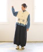 シェットランドウール×ロービング刺繍　2wayベスト