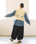 シェットランドウール×ロービング刺繍　2wayベスト