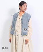 シェットランドウール×ロービング刺繍　2wayベスト
