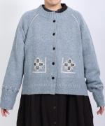 シェットランドウール×ロービング刺繍　カーディガン