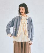 シェットランドウール×ロービング刺繍　カーディガン