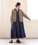 シェットランドウール×ロービング刺繍　カーディガン