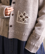 シェットランドウール×ロービング刺繍　カーディガン