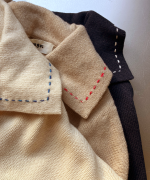 コットンウールボーダー　ビッグカラープルオーバー