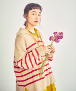 コットンウールボーダー　ビッグカラープルオーバー