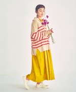 コットンウールボーダー　ビッグカラープルオーバー