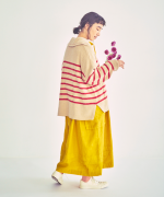 コットンウールボーダー　ビッグカラープルオーバー