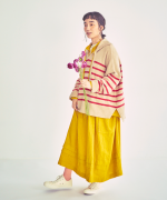 コットンウールボーダー　ビッグカラープルオーバー