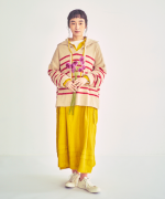 コットンウールボーダー　ビッグカラープルオーバー