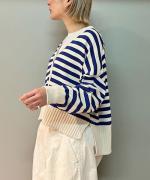 ランダムリブニットボーダー　カーディガン
