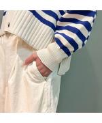 ランダムリブニットボーダー　カーディガン