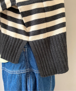 ランダムリブニットボーダー　カーディガン