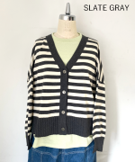 ランダムリブニットボーダー　カーディガン