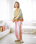 ランダムリブニットボーダー　カーディガン