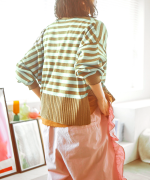 ランダムリブニットボーダー　カーディガン