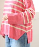 ランダムリブニットボーダー　プルオーバー