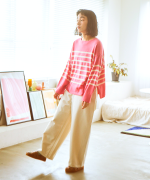 ランダムリブニットボーダー　プルオーバー