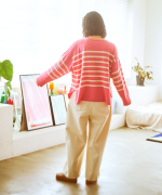 ランダムリブニットボーダー　プルオーバー