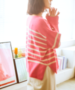 ランダムリブニットボーダー　プルオーバー