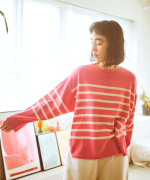 ランダムリブニットボーダー　プルオーバー